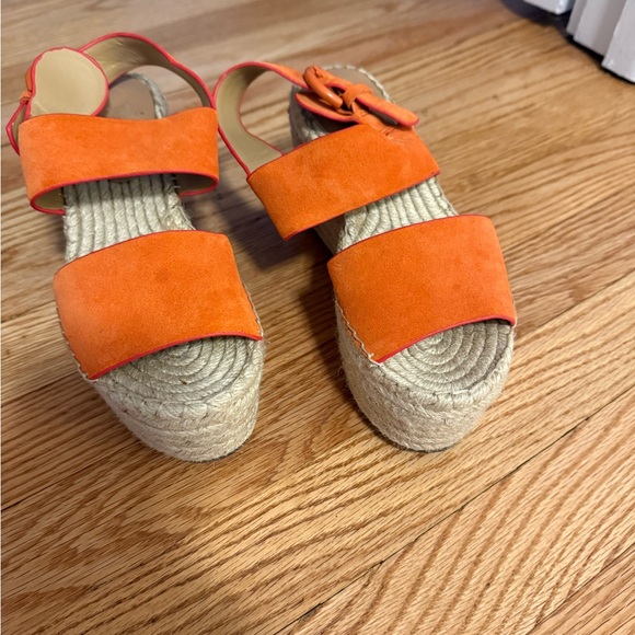 Marc Fisher LTD Renni Platform Espadrille Wedge Sandals Orange Suede Size 5 - Picture 3 of 16